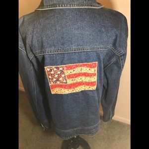 Asazy Denim Jacket with American Flag, size XL